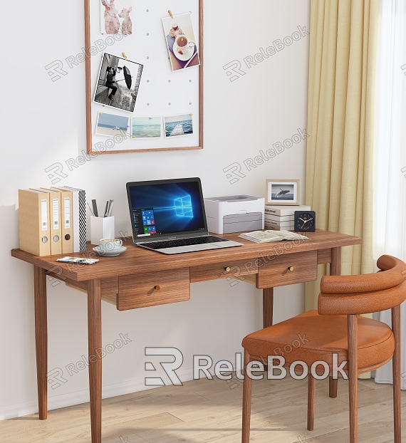 Modern desk and chair solid wood desk and chair combination model