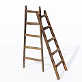 Two Wooden Ladders Leaning Together For Household Use With White Background