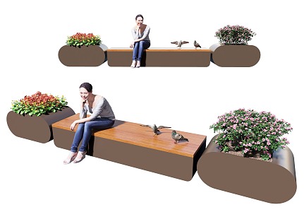 Landscape Seat Outdoor Public Chair Plant Flower Box Flower Box Landscape Seat Stool 3d model