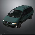 Light Blue Minivan With Roof Rack Front Headlights And Family Vehicle Design