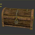 Vintage Wooden Chest With Metal Bands Brass Corners And Lock