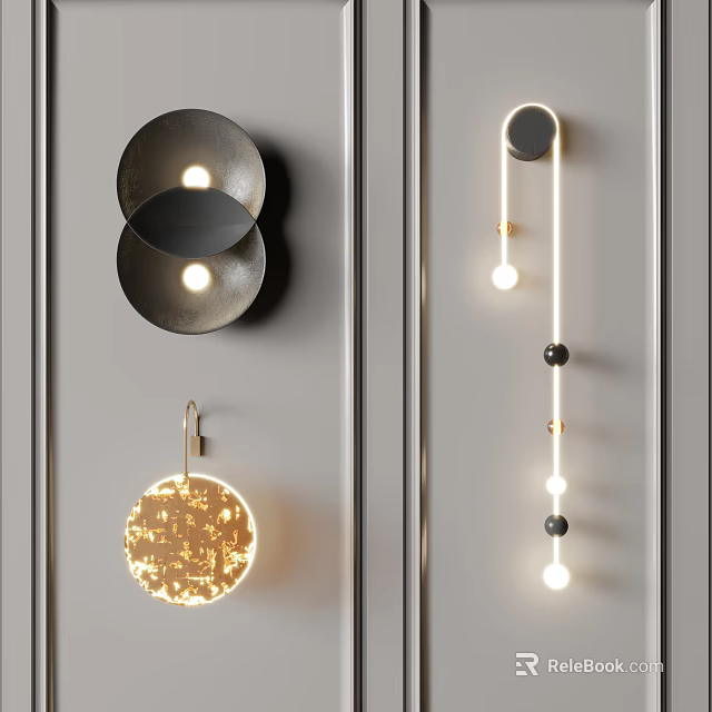 Modern Wall Lamps With Unique Designs Different Shapes And Warm Lighting Effects 3d model 