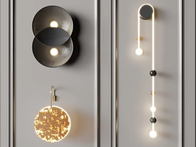 Modern Wall Lamps With Unique Designs Different Shapes And Warm Lighting Effects 3d model