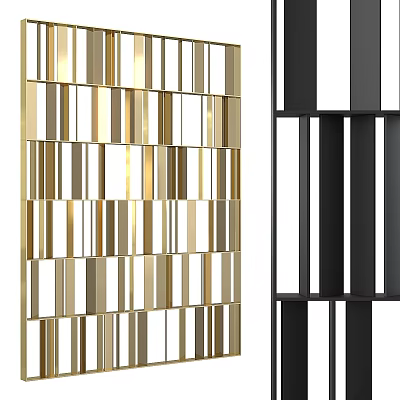 Modern Gold And Black Wall Decor With Geometric Striped Pattern Design 3d model