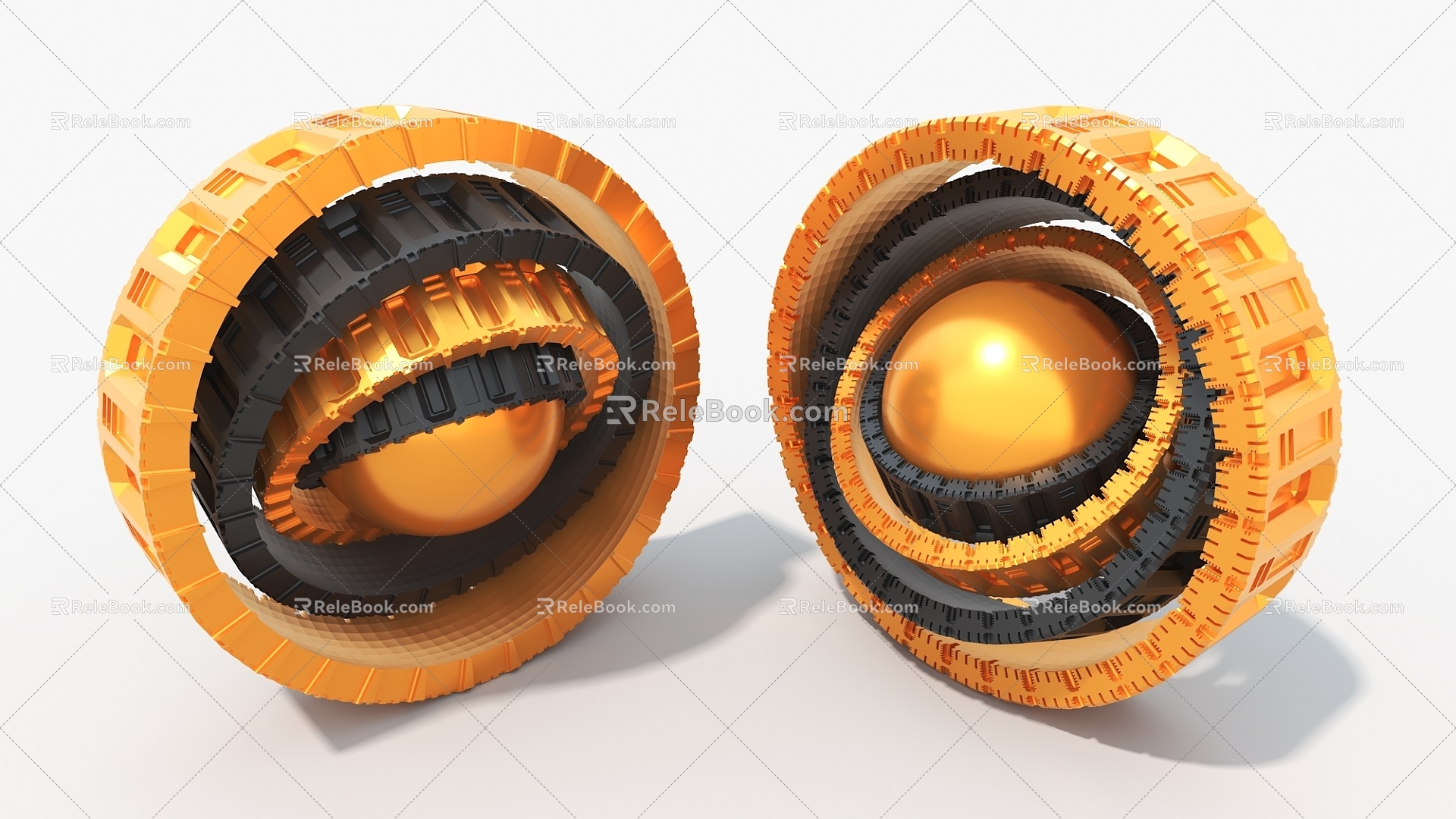 sphere ring body future machinery cypunk cylinder hard surface high tech industrial parts 3d model