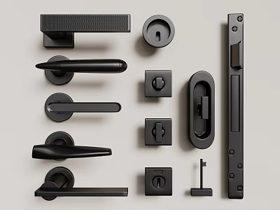 Black Door Handles Collection With Various Designs And Styles For Home Use 3d model