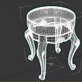 Black Round Padded Seat Sofa Stool With Carved Decorative Legs Design