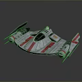Futuristic Spaceship Featuring Red White Stripes Sleek Design Symmetric Wings And Cockpit