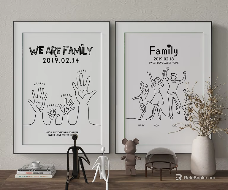 Family Themed Decorative Posters With Mini Ornaments 3d model 