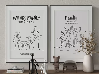 Family Themed Decorative Posters With Mini Ornaments 3d model