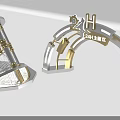 Modern Art Installation With Metallic Hourglass Structure Arch Design And Text Logo 3d model