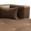 Brown Leather Lazy Sofa With Button Tufted Design And Pillow Accent 3d model