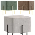 Modern Sofa Stools In Green Brown Gray With Velvet Upholstery And Golden Black Metal Legs