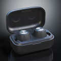 Black Wireless Earbuds With Open Charging Case And Sleek Modern Design 3d model