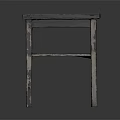 Vintage Wooden Table With Distressed Finish And Two Tier Shelf Structure