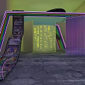 Spacious Exhibition Hall Interior With Neatly Arranged Transparent Display Cases And Posters