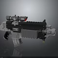 Futuristic Tactical Gun With Red Dot Scope And Mechanical Design Features 3d model