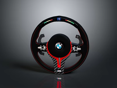 BMW Car Steering Wheel Featuring Carbon Fiber Red Accents And Sporty Design 3d model