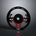 BMW Car Steering Wheel Featuring Carbon Fiber Red Accents And Sporty Design