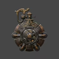 Steampunk Inspired Mechanical Device With Ornate Gears And Vintage Brass Accents