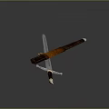 Medieval Sword With Brown Scabbard Gold Decorated Hilt And Silver Blade Against Gray Background