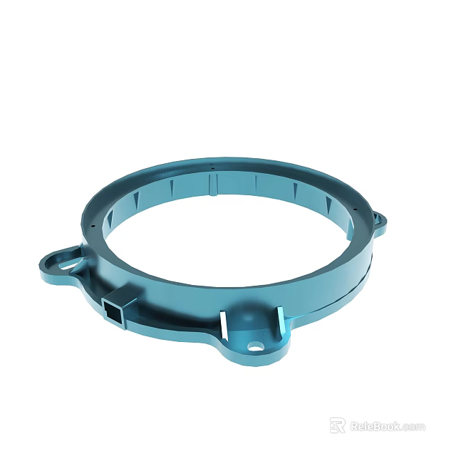 Blue Mechanical Ring Component With Mounting Holes And Side Projections 3d model 