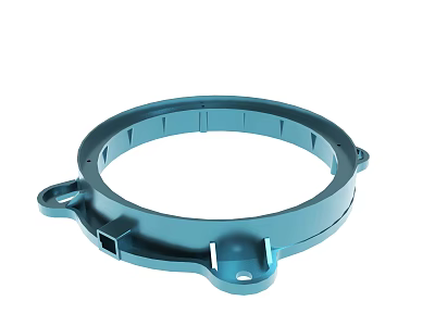 Blue Mechanical Ring Component With Mounting Holes And Side Projections 3d model