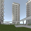 Modern High Rise Residential Building With Glass Facade Balconies Green Lawn and Contemporary Design