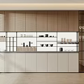 Modern Kitchen Wine Cabinet With Wooden Glass Doors Open Shelves And Wine Glass Racks