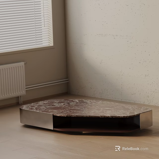 Modern Sofa Coffee Table Set With Marble Top And Metal Base In Living Room 3d model 