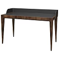 Modern Minimalist Wooden Desk With Dark Smooth Top And Slim Tapered Legs