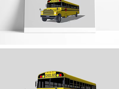 Yellow School Bus Stylish Exterior Design With Classic Front And Side Features 3d model
