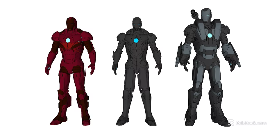 Three Different Iron Man Armor Designs For Game Movie Character 3d model 