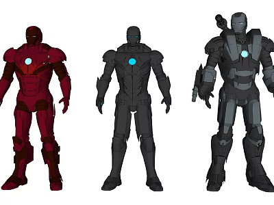 Three Different Iron Man Armor Designs For Game Movie Character 3d model