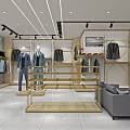 GUSKI Men's Clothing Store With Stylish Suits On Mannequins Display Racks Modern Shiny Tiled Floor