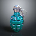 Green Grenade With Diamond Pattern Surface And Silver Fuse Pull Ring