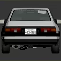 White Classic Two Door Sports Car With Black Stripes And Reflective Surface