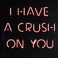 Red Neon Sign Displaying I HAVE A CRUSH ON YOU Text on Dark Background
