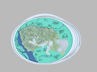 Birds Eye View Urban Planning with Green Spaces Water Bodies and Road Networks 3d model