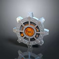 Industrial Sci Fi Metal Gate with Gear Structure Circular Dial Showing Number 101