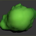 3D Rendered Tree With Green Fluffy Cloud Like Canopy And Red Trunk