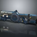 Futuristic Sci Fi Weapon Design With Metallic Structure Circular Components And Tech Details