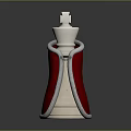 Decorative Ornament Set of White Chess King Figurine with Red Cape and Gray Trim