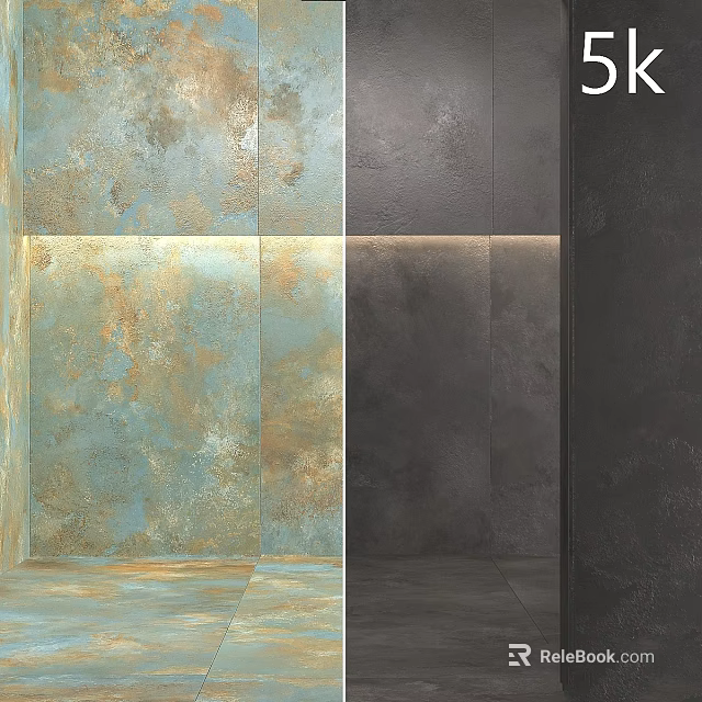 Dual Style Decorative Wall Components Showcasing Blue Gold Textured And Dark Gray Minimalist Design Elements 3d model 