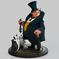 Portly Gentleman In Top Hat And Tailcoat With Penguin Companion Figurine