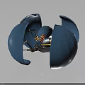 Biomorphic Mechanical Character With Blue Shell Spherical Core And Yellow Accent Elements 3d model