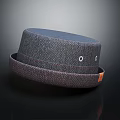 Stylish Dark Gray Textured Fabric Flat Cap With Red Stitching And Small Button 3d model