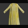 Modern Flowy Yellow Long Coat With Lapel Collar Front Buttons And Long Sleeves