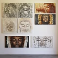 Buddha Face Paintings in Various Color Styles for Interior Wall Decor 3d model