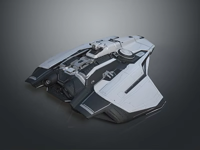 Futuristic White And Black Sleek Spaceship With Mechanical Details And Armored Design 3d model